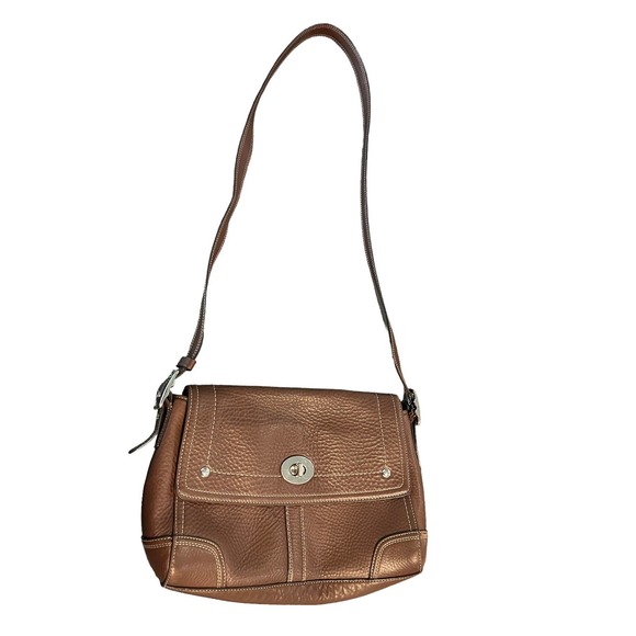 Coach Hamilton F13957 Crossbody Brown Leather Flap Purse - Picture 10 of 13